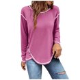 thumbnail image 2 of AherBiu T-Shirts à Manches Longues pour Femmes Col Ras du Cou Décontractés Amples T-Shirts Mode Tunique d'Automne Hauts Basiques Tee Blouses, 2 of 6