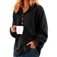 thumbnail image 1 of LUXUR Sweat à Capuche pour Femmes Pull à Manches Longues Décontracté Col en V Noir 5TG, 1 of 4