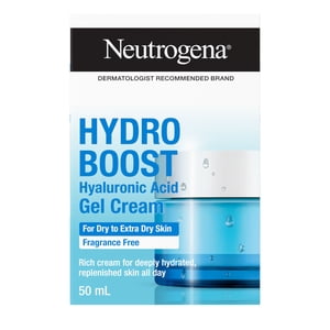 Neutrogena Crème sans fragrance pour gel hydro-boost pour peau extra-sec, hydratant visage acide hyaluronique pour peau ultra-sèche, sensible & La peau de prone d'acné fournit une hydratation longue durée, non comédogène