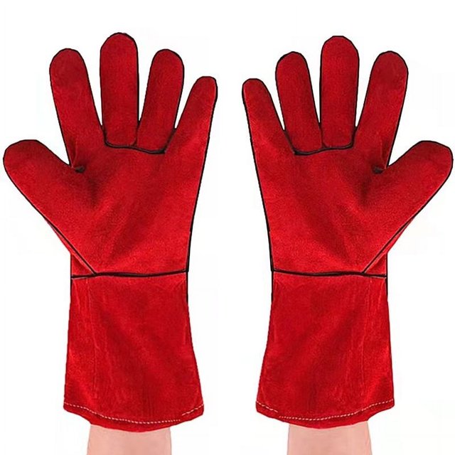Double Layer Cowhide Lined Welding Gloves Multifunctional Works Gloves Heat Resistant