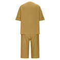 thumbnail image 3 of Women Summer Cotton Linen Short Sets Short Sleeve Button Down Shirts Matching Sets Lounge Beach Vacation Tracksuits, 3 of 8