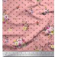 thumbnail image 1 of Soimoi Pink Modal Satin Fabric Leaves,Small Circle & Floral Print Fabric by Yard 42 Inch Wide, 1 of 3