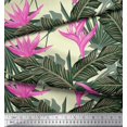 thumbnail image 3 of Soimoi Tissu en Coton Cambric Imprimé Floral & Feuilles Tropical au Mètre 42 Pouces de Large, 3 of 3