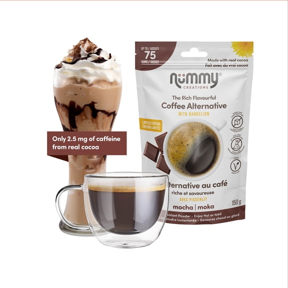Nummy Creations Mocha Instant Chicory & Dandelion Coffee Alternative, Caffeine-Free, 150g