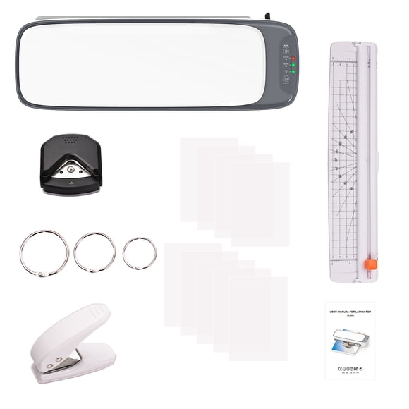Sheets Desktop Laminator Machine Set A3 Size Multifunctional Hot and Cold Lamination 2 Roller System 12.5 inches Width with Paper Cutter Trimmer Rounder Hole Puncher Binding