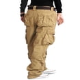 thumbnail image 2 of Women‘s Solid Color Cargo Pants  Casual Mid Waist Wide Leg Combat Pants with Pockets, 2 of 3