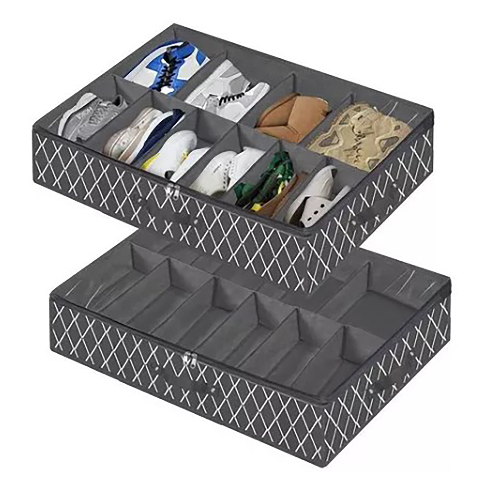 Organisateur de Rangement pour Chaussures sous le Lit, Boîte de Rangement sous le Lit Noire pour la Maison