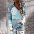 thumbnail image 2 of IROINID Liquidation Hauts Grande Taille pour Femmes, Pull Imprimé de Noël, Col Rond, Manches Longues, Boutons, Blouse, Bleu Ciel, 2 of 5