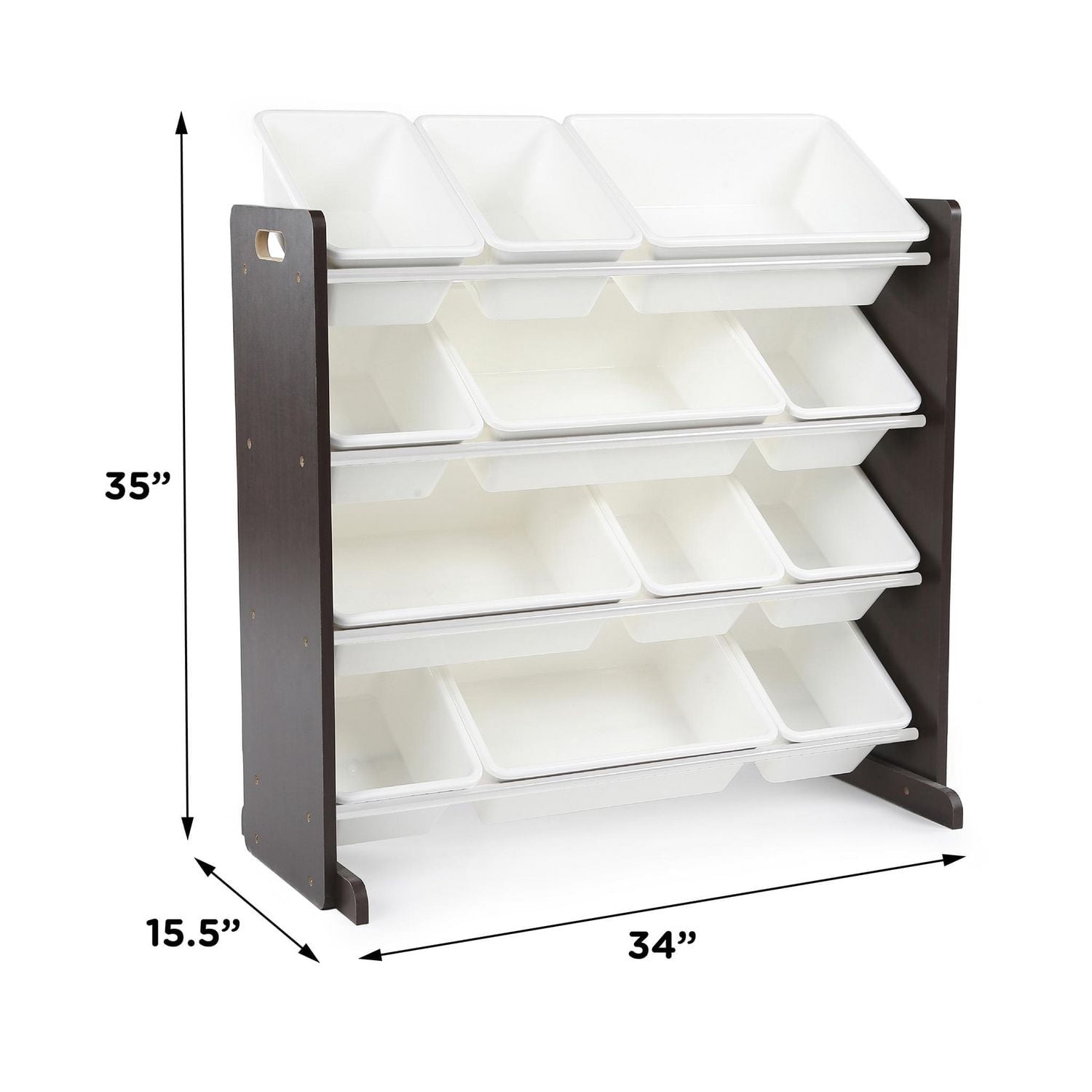 Humble Crew Tot Tutors Toy Storage Organizer with 12 Storage Bins, Espresso