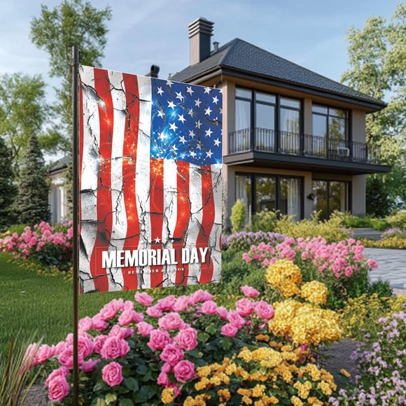 Weloille Drapeau de Jardin pour la Fête de l'Indépendance, 1 Pce, Drapeau de Cour en Polyester 0,98 x 1,48 Pied, Drapeau Imprimé Double Face Résistant à la Décoloration, Drapeau Décoratif pour les Fêtes pour Décoration de Patio, Pelouse et Cour Extérieure
