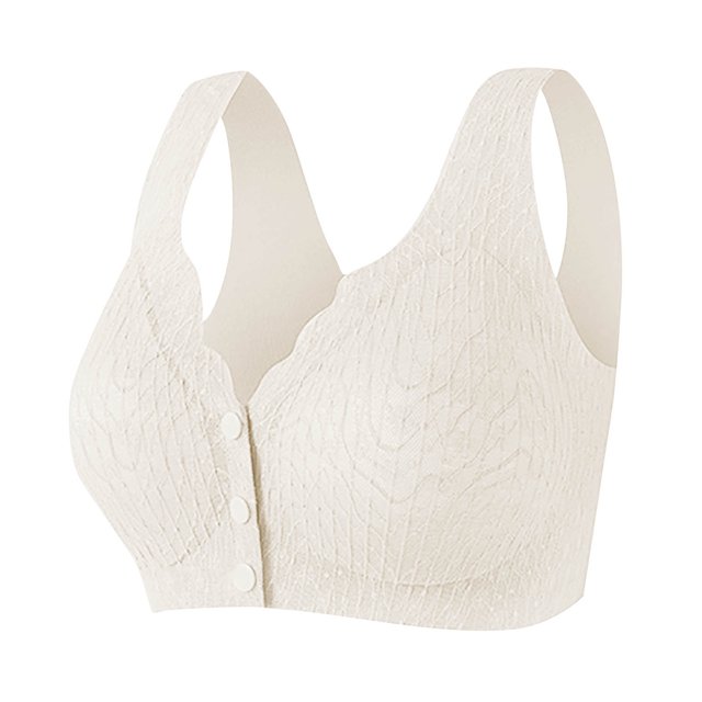 Yuzhih Womens Front Closure Everyday Bras Comfortable Wireless Bralettes V Neck Seamless Bra Wire Free Basic Bras