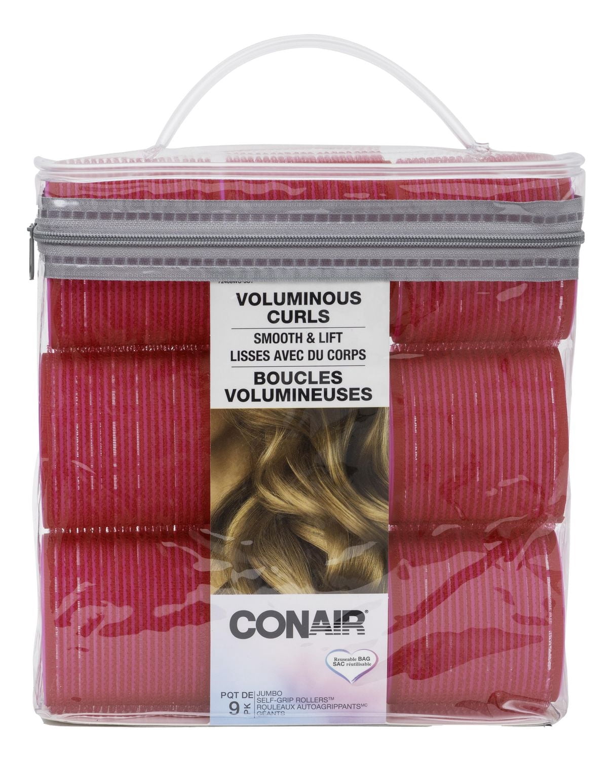 Conair 9 pk Mega Self‑Grip Rollers, Extra‑Large Self‑Holding Rollers for Volume & Lift