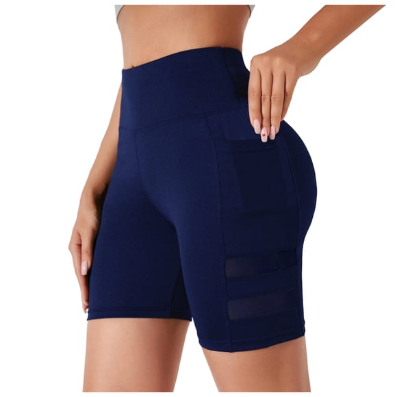 Yammkia Shorts for Women Workout Biker Shorts for Women High Waisted Tummy Control Spandex Booty Shorts for Gym Yoga Volleyball Navy,XXL