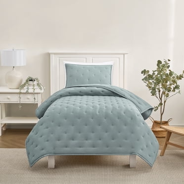 Mainstays Twin/Twin XL Comforter Set, Soft Lightweight & All Season, 2-Piece, Silver Blue