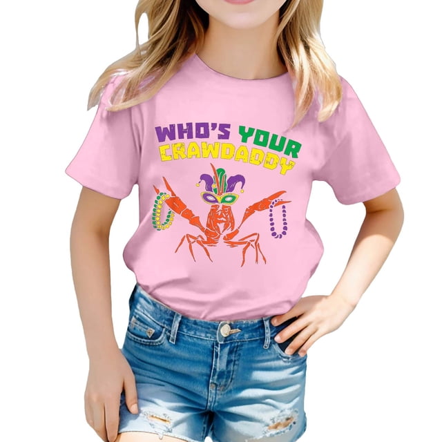 T-shirts à Col en V Filles T-Shirt à Manches Longues pour Enfants T-Shirt Décontracté Imprimé à Col Rond à Manches Courtes pour Filles T-Shirt Chemise Décontractée