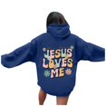 thumbnail image 1 of Y2K Hoodie Fall Plus Size Oversized Hoodie Stylish Lettering Pullover Sweatshirt Stretchy Casual Tops Sweaters for Women Navy S, 1 of 7