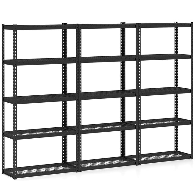 Gymax Étagère de Rangement à 5 Niveaux 3 Pcs, Étagère Utilitaire de Rangement Robuste avec Dispositif Anti-Basculement
