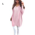thumbnail image 3 of Solid V-neck Sweater Skin Friendly Autumn Sweaters Fashionable Long-sleeve Pullovers Portable Winter Tops Loose Blouse Girls Pink L, 3 of 7
