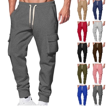 YOIAVAIOY Pantalon de Jogging en Molleton pour Hommes, Taille à Cordon, Pantalon Cargo de Survêtement, Pantalon d'Hiver Athlétique avec Poches à Rabat, Noir m