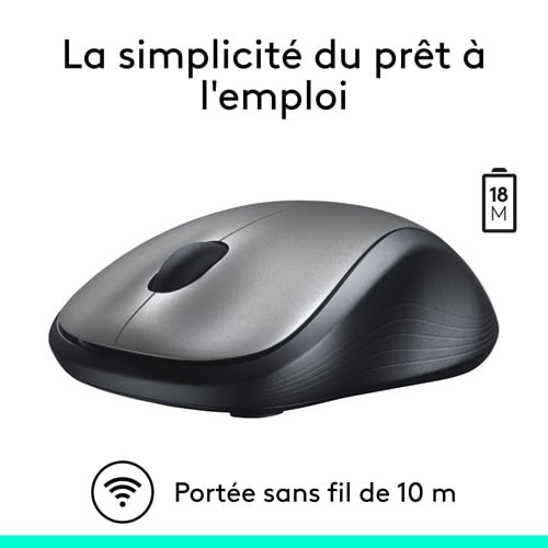 Logitech Full-size Wireless Ambidextrous Mouse with USB Receiver Silver