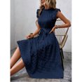 thumbnail image 4 of Ovzne Robes Grande Taille pour Femmes aux Formes Robe pour Femme Mode Femmes Été Décontractée à Col Rond à Volants à Manches Courtes Robe Unie Robe Grande Taille à Manches Courtes Liquidation, 4 of 6