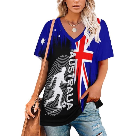 Chandail de Soccer pour Femmes Australia 2026 pour Fans de Soccer avec Drapeau de Nation, Chandail Personnalisé