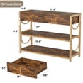thumbnail image 2 of AKDSteel Table Console de Luxe Léger avec Tiroirs, Table d'Entrée Brun Rustique avec Cadre en U Doré et Deux Étagères, 2 of 7