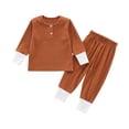 thumbnail image 2 of NJDVHB Ensembles d'Hiver pour Tout-Petits, Ensembles d'Automne pour Garçons Tout-Petits, Ensemble de Pyjama pour Garçons Filles, Hauts Unis à Manches Longues à Col Ras du Cou pour Tout-Petits Pantalons, Brun, 100, 2 of 3