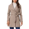 thumbnail image 1 of INSPIRE CHIC Manteau Trench Long pour Femme, Mignon, Col Rabattu, Simple Boutonnage, Ceinturé, TP Kaki Clair, 1 of 5