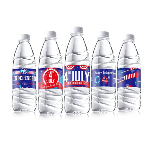 Qixi Autocollant de Bouteille d'Eau Décoratif pour la Fête de l'Indépendance Bleu Liquidation!