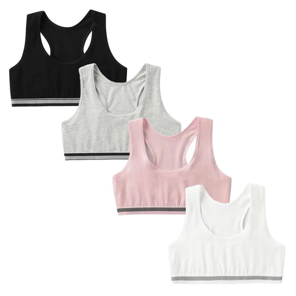 Sport Crop Cami Bras Cotton Padded Cotton Breathable Teen Sports Bra Elastic Shoulder Straps with Adjustable Straps Fit for 10-15 Years