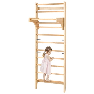 VEVOR Swedish Ladder Wall Gym 10-Level Wooden Indoor Playground Climbing Ladder