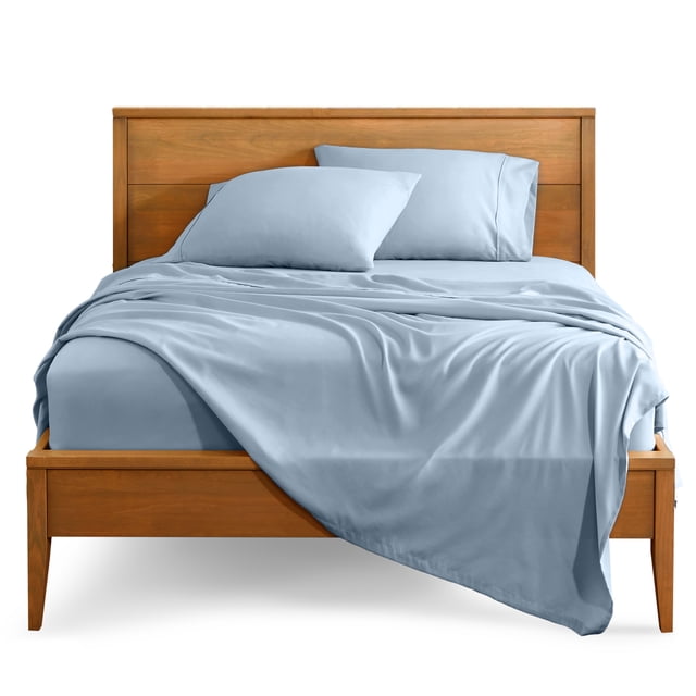 Bare Home Premium 1800 Collection 4-Piece Bed Sheet Set, Split Head Flex King, Dusty Blue