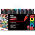 thumbnail image 1 of POSCA PC-8K Paint Marker Pen - 8mm Chisel Nib - Wallet of 8 Metallic Colors, 1 of 5