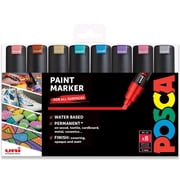 POSCA PC-8K Paint Marker Pen - 8mm Chisel Nib - Wallet of 8 Metallic Colors