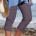 thumbnail image 2 of Yuyuzo Womens Plus Size Capris High Waisted Straight Leg Solid Color Bottom Capri Pants for Women 3/4 Slacks, 2 of 5
