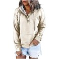 thumbnail image 1 of Yuyuzo Sweat-Shirts à Capuche pour Femmes, Col à Boutons, Manches Longues, Automne, 1 of 5