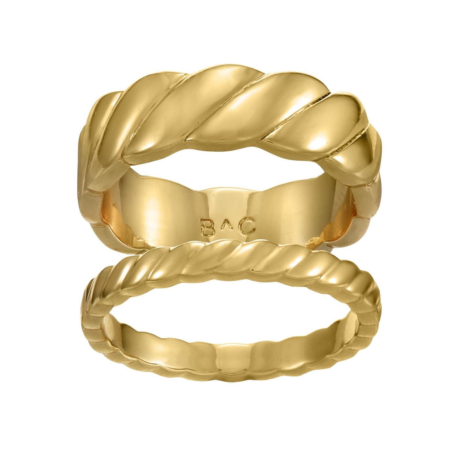 Luxury Designs Duo d’anneaux tressés plaqués or taille 6