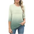 thumbnail image 4 of Olyvenn T-Shirts pour Femmes à Manches 3/4 Été 2025, Imprimé Dégradé, Col Rond, Décontracté, Basique, Coupe Tunique, Blouse, Vert G, 4 of 6