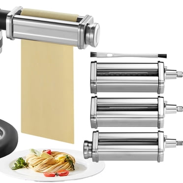 KFFKFF Accessoire pour Pâtes pour Mélangeur KitchenAid, Ensemble de Roulement et de Coupe des Pâtes en Acier Inoxydable, Comprenant un Rouleau-Feuille pour Pâtes, un Trancheur pour Spaghetti et Fettuccine