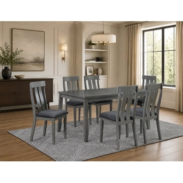 K-Living 7 Pcs Mira Solid Wood Dining Table Set (Table with 6 Chairs)