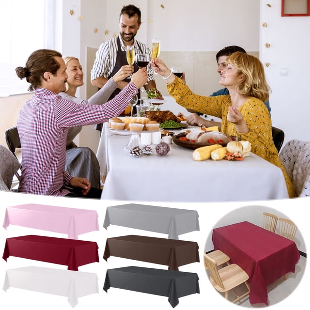 Cagogo under $5 6Pcs Disposable Tablecloth, Disposable Plastic Tablecloths for Parties Events, Rectangular Table Cover for Picnic Birthday Wedding, Waterproof Table Protector