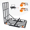 thumbnail image 1 of Hitch Mount Steel Cargo Carrier Basket with 49'' Folding Wheelchair Ramp, Fits 2'' Trailer Mounted Hitches, 1 of 4