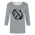 thumbnail image 4 of QATAINLAV T-Shirts Graphiques de Rugby pour Femmes Jour de Match 2025 Été Manches 3/4 Hauts Coupe Ample Décontractés Col Rond Blouses Tenues de Vacances Prime Aujourd'hui Gris TTTTG, 4 of 5