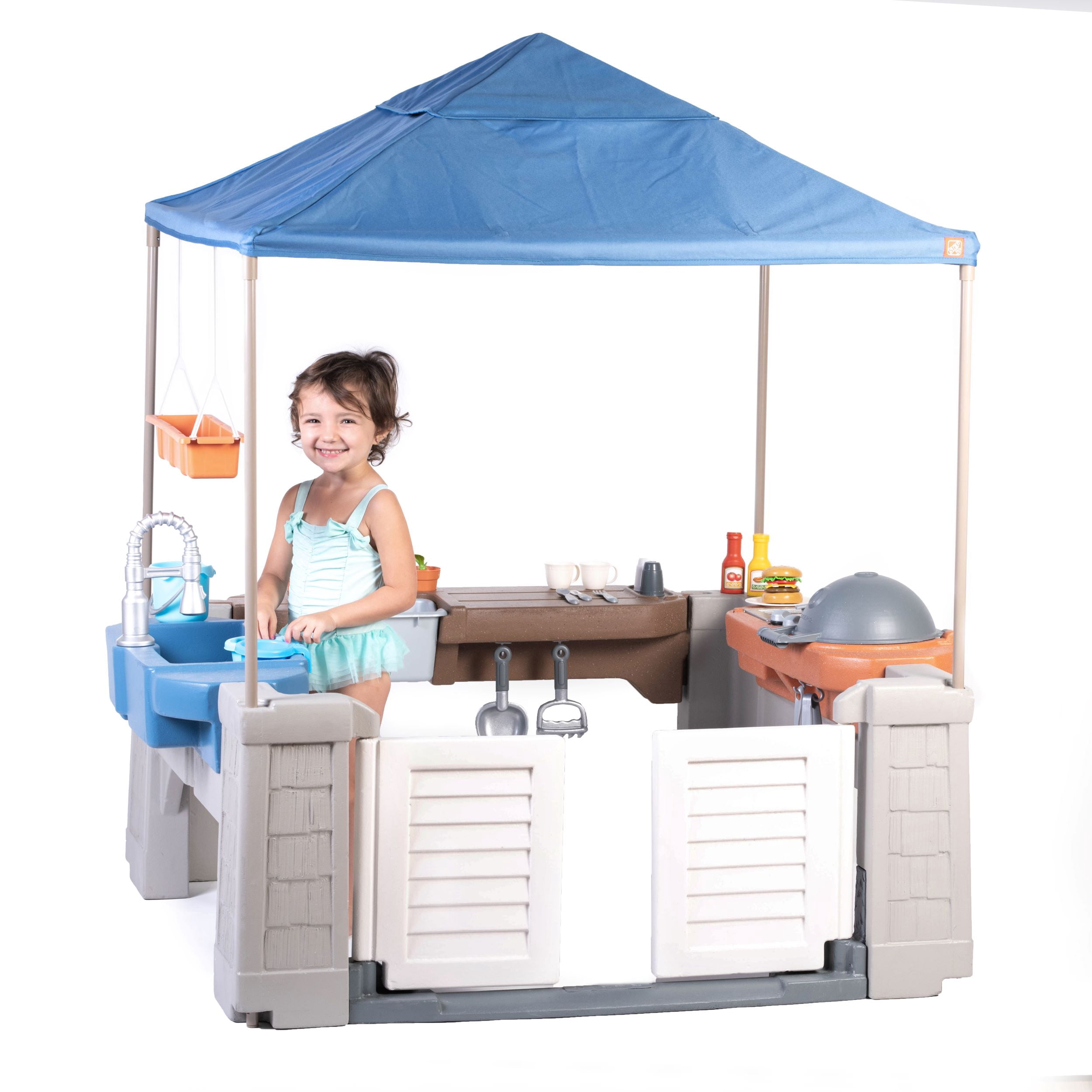 Step2 Grill & Splash Play Center with Canopy, Outdoor Water Table Playset for Toddlers & Kids, Ages 2+