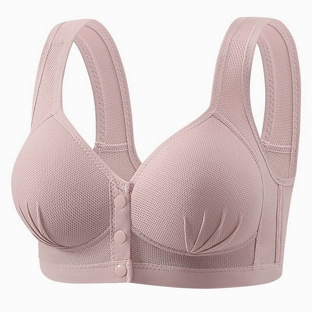 Lenpel Front Closure Bras for Women Comfortable Wireless Supportive Push up Bras Full Coverage Everyday Bralettes(Gray,Small)