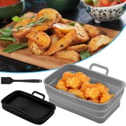 2Pcs Air Fryer Silicone Pot Collapsible Air Fryer Liner Basket for Ninja Dual Air Fryer