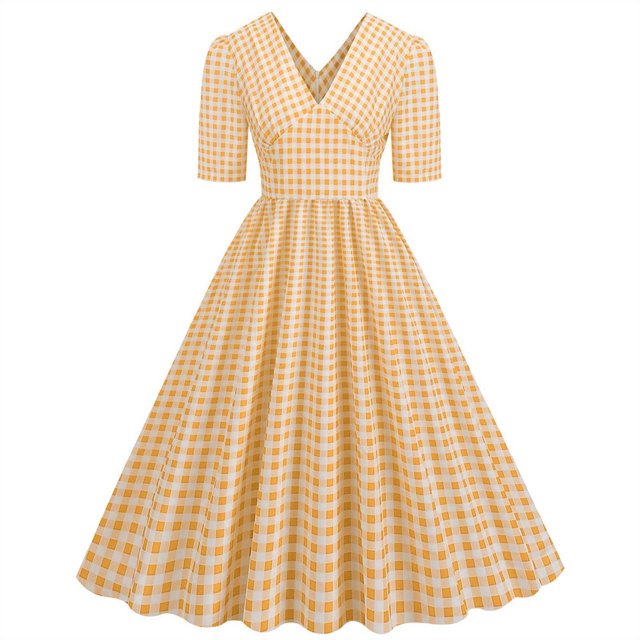 Pisexur Robe à Manches Courtes à Col en V Mode Femmes Été Robe Poupée à Col en V Robe Plissée à Trois Couches de Couleur Unie Robe pour Femmes