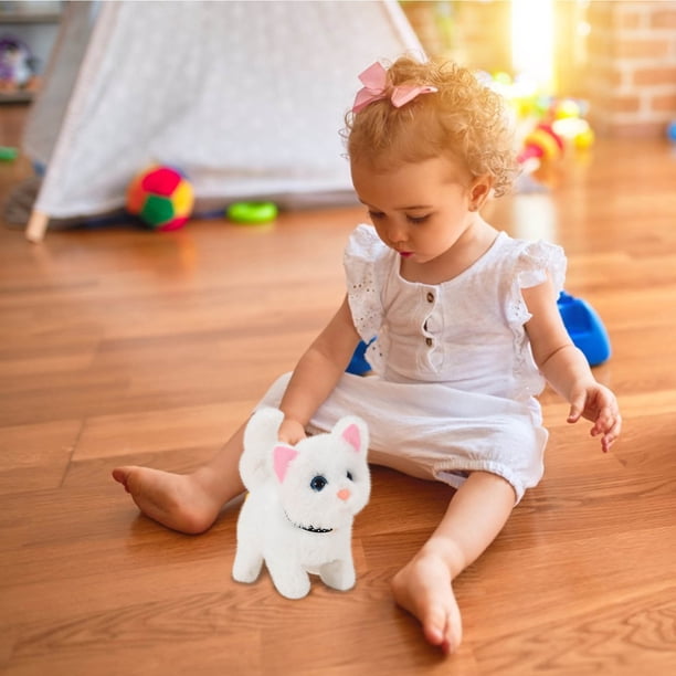Chaton En Peluche électronique Interactif – Marche, Aboie, Remue La Queue, Télécommande Incluse, Laisse, Peigne, Cadeau Fille 3-6 Ans