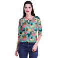 thumbnail image 4 of Moomaya Printed Keyhole Neck Ring Top Casual 3/4th Sleeve Tees Tank Tunic Top, 4 of 5